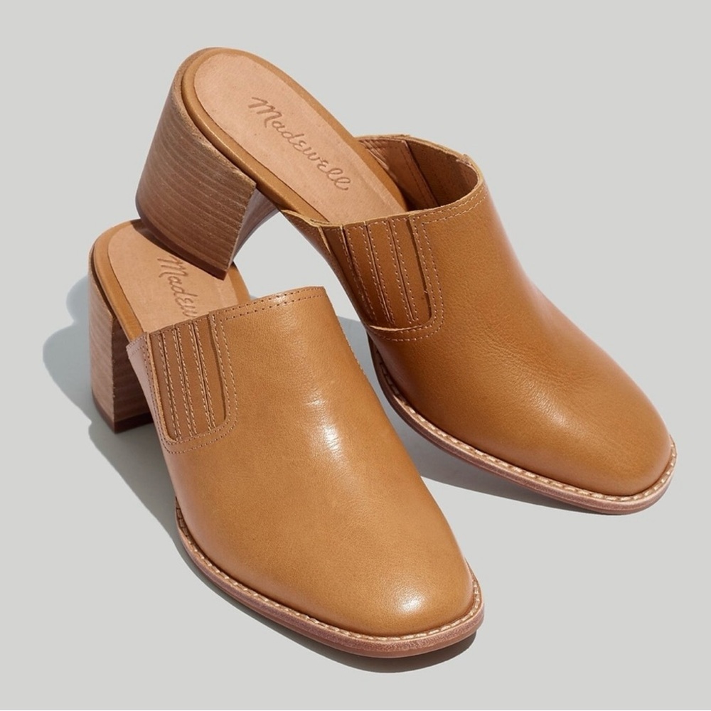 Madewell Leather Carey Mule in Amber Brown ~ Size 6.5 🧡🍄